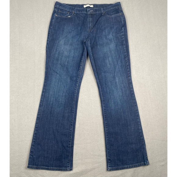 Levi's 515 Bootcut Jeans Women's Size 14 Blue Dark Wash Denim Mid Rise‎ 5-Pocket - Picture 1 of 13